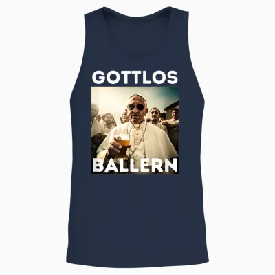 Gottlos Ballern Lustiges Papst Franziskus Fünf Bier Unisex Tank Top - Navy