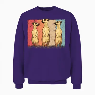 Meerkat Vintage Retro Unisex Sweatshirt - Purple