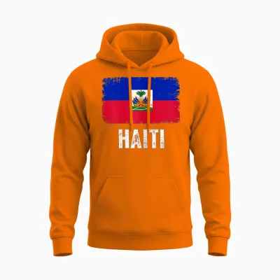 Haiti Haiti Flag 1804 T-Shirt for Men and Women, Black, S Unisex Hoodie - Safety Orange