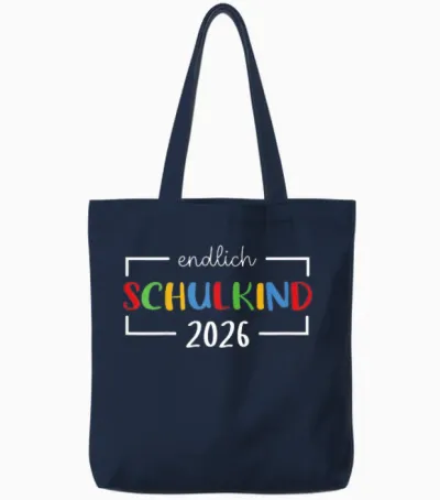 Children's School First Grader Enrolment - Endlich Schulkind 2026 Tote Bags - Navy
