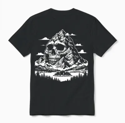 Hiking Hike Skull Nature Unisex T-Shirt - Black