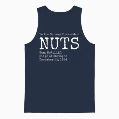 Nuts by General Mcauliffe (white) Unisex Tank Top - Navy