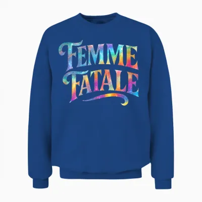 Femme Fatale Rétro Rainbow Typographie Déclaration Unisex Sweatshirt - Royal