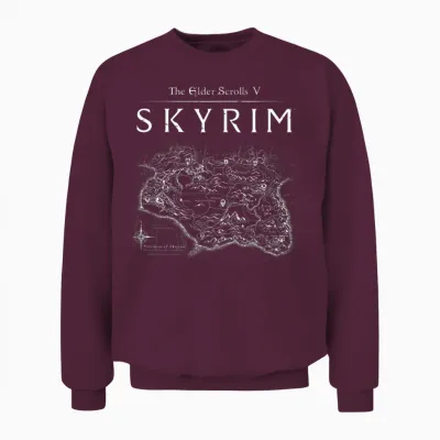 Skyrim Province Map Video Game Unisex Sweatshirt - Maroon