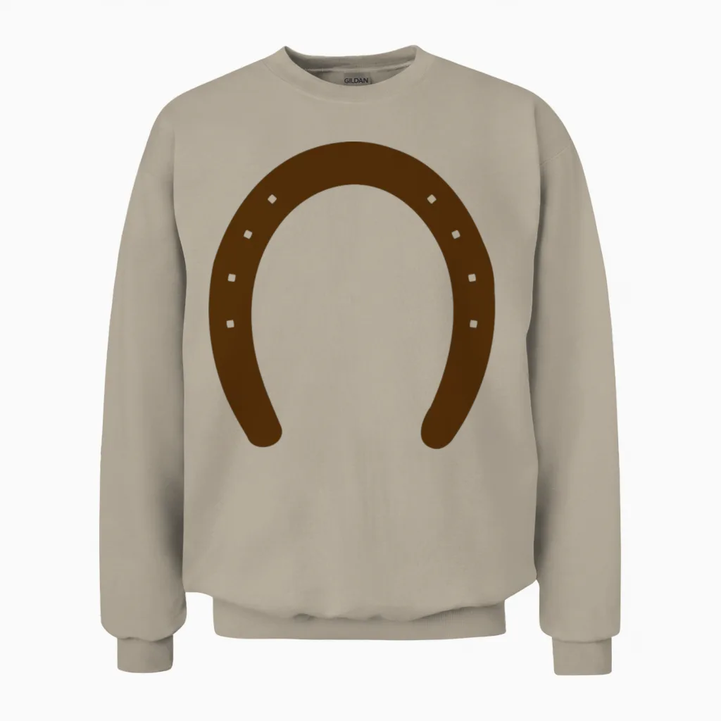 Horse Shoe Silhouette Lovers Gift Unisex Sweatshirt in Sand