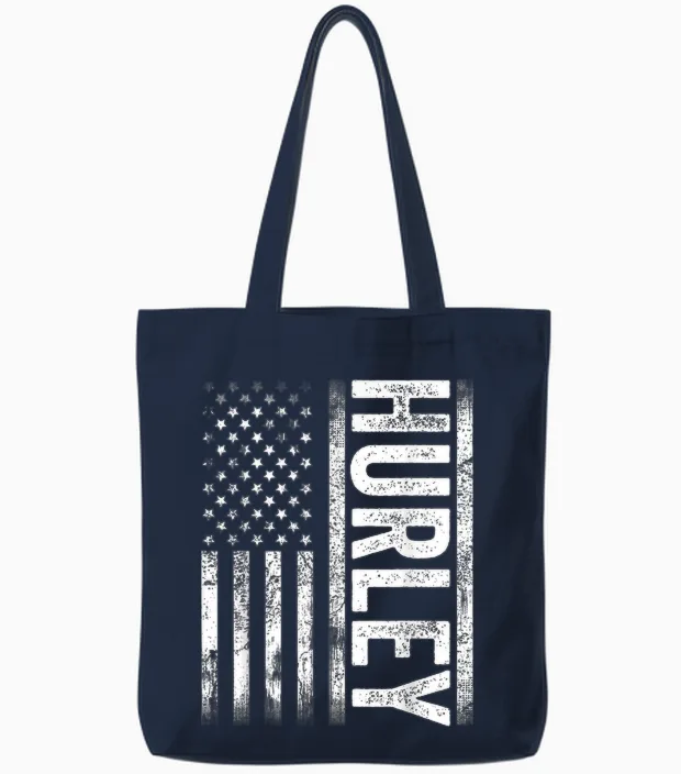 Hurley Ky Vintage Us American Flag Retro for Men Women Tote Bags in Navy