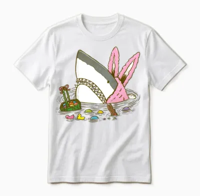 The Easter Shark, Funny Easter,cute Bunny in Shark Unisex T-Shirt - White