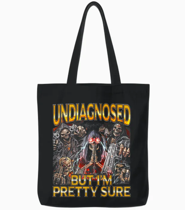 Undiagnosed Adhd - Edgy Skeleton Bootleg Hard Skeleton Meme Tote Bags in Black