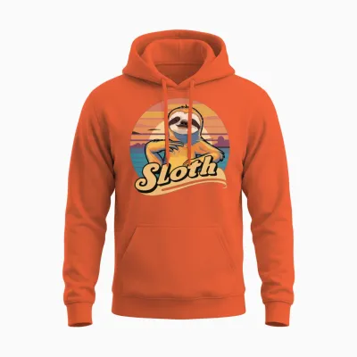 Funny Sloth Retro Vintage Unisex Hoodie - Orange