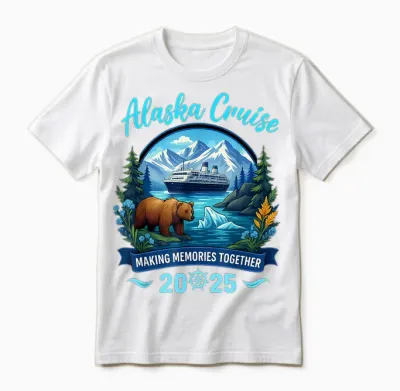 Funny Matching Family Friends and Group Alaska Cruise 2025 Unisex T-Shirt - White
