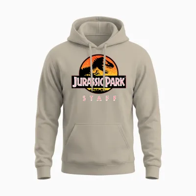 Jurassic Park Ranger Staff Uniform Front and Back Unisex Hoodie - Sand