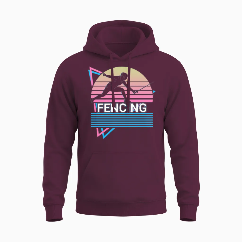 Fencing Fencer Retro Unisex Hoodie in Maroon