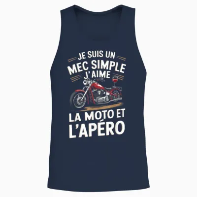Je Suis Un Mec Simple Motard Cadeau Humour Homme Moto Apéro Unisex Tank Top - Navy