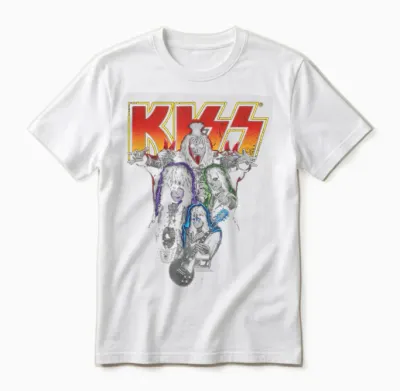 Kiss Hard Rock Music Band Neon Band by Rock off T-Shirt, Black Unisex T-Shirt - White