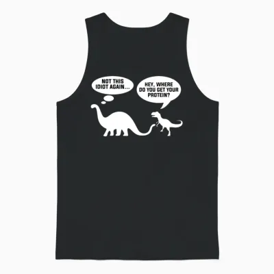 Funny Vegan Dino Unisex Tank Top - Black