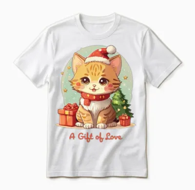 Kawaii Style Kitten for Christmas Unisex T-Shirt - White