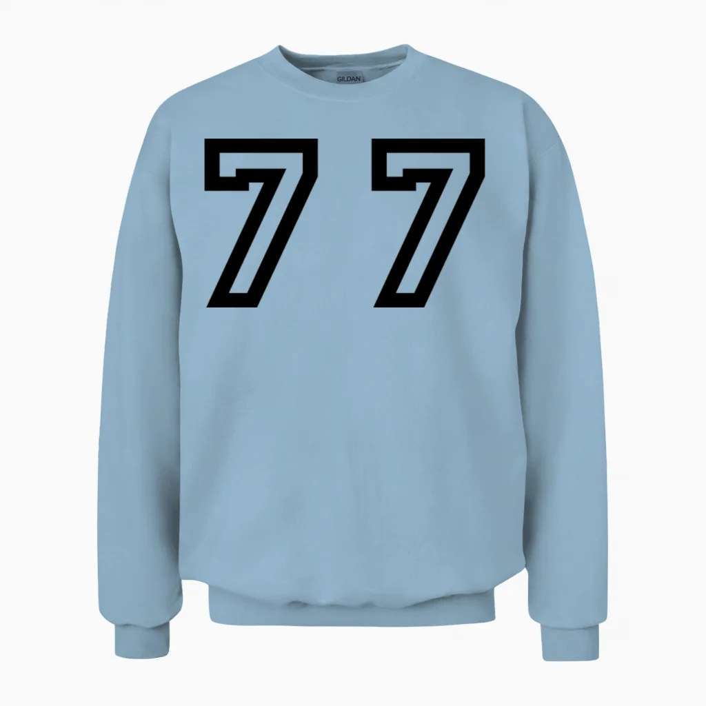 Number - 77 - Seventy Seven Unisex Sweatshirt in Light Blue