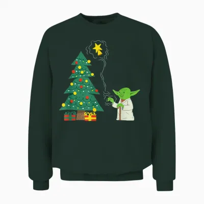 Star Wars Holiday Yoda Decorates Christmas Tree Unisex Sweatshirt - Forest