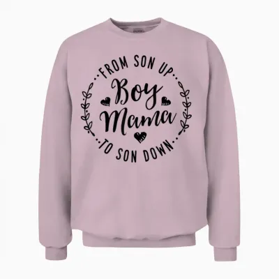 Boy Mama from Son Up to Sun Down Mother's Day Funny Mom Unisex Sweatshirt - Light Pink