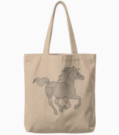 Pferd Mandala Zum Bemalen & Ausmalen Für Kinder Tote Bags - Natural