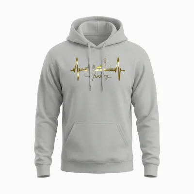 Hamburg Skyline Heartbeat Silhouette Love I Love Hamburg T-Shirt, Black Unisex Hoodie - Ash