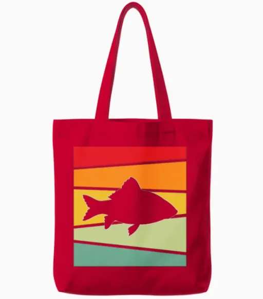 Fish Retro Tote Bags - Red