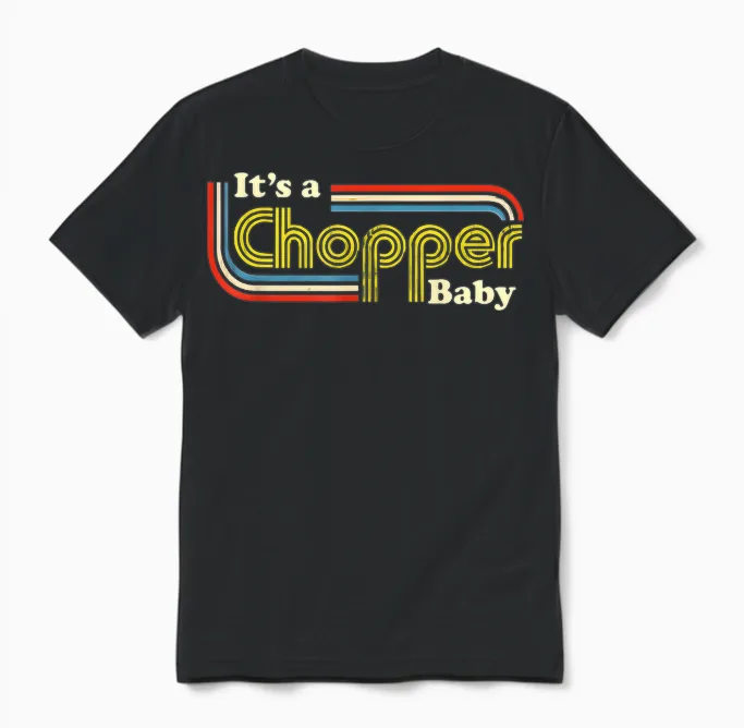 Chopper Baby - Custom Motorcycle Retro Gift for Bikers Unisex T-Shirt in Black