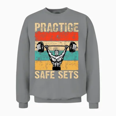 Practice Safe Sets Retro Unisex Sweatshirt - Sport Grey