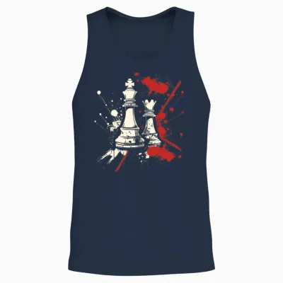 Chess Queen and King Streetart Unisex Tank Top - Navy