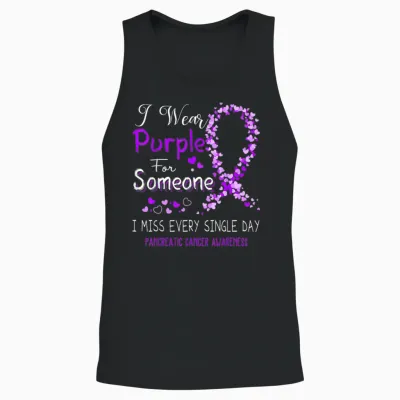 I Wear Purple for Someone Pancreatic Cancer Awareness Unisex Tank Top - Black