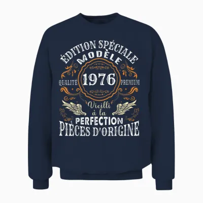 Birthday 48 Years Man Woman Humour 1976 T-Shirt, Black, S Unisex Sweatshirt - Navy