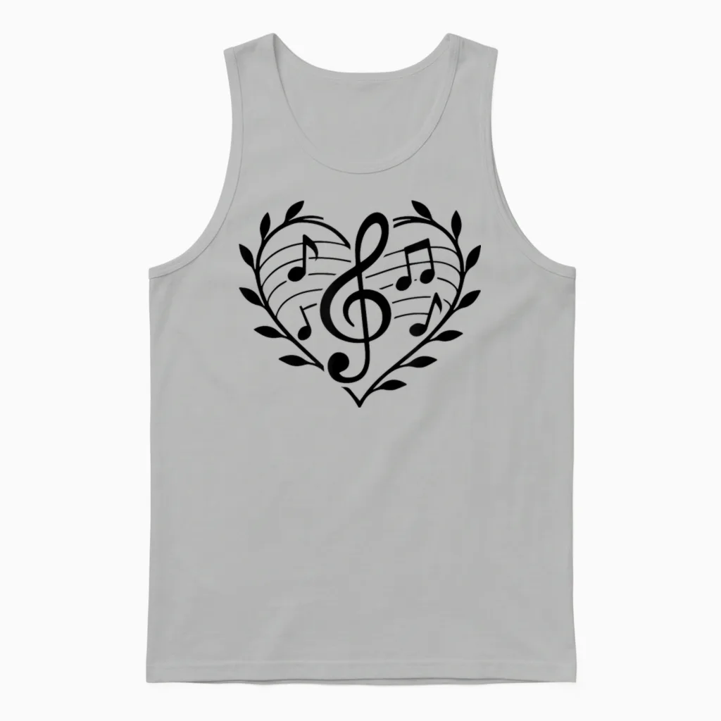 Music Heart Passion Pattern Musician with Treble Clef Unisex Tank Top in Ash