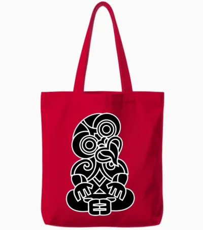 Hei Tiki New Zealand Maori Tote Bags - Red