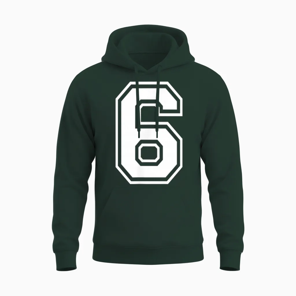 6 Number Six Team Sports Graphic Design Matching Varsity Unisex Hoodie in Forest