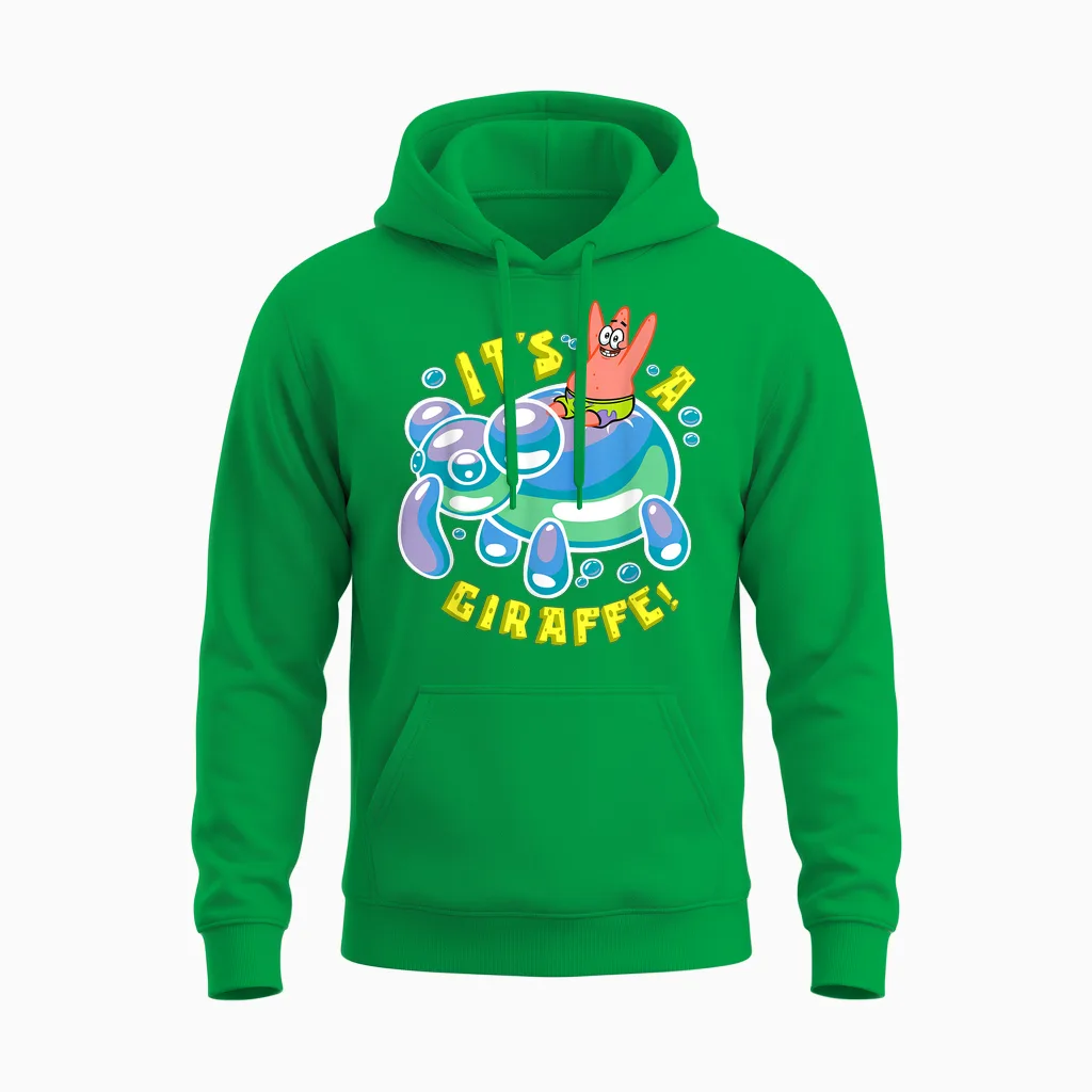 Mademark X Spongebob Squarepants - Spongebob Its a Giraffe Patrick Star Riding Balloon Giraffe Unisex Hoodie in Irish Green
