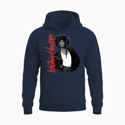 Whitney Houston Photo Mug and Pink Nameplate Unisex Hoodie - Navy