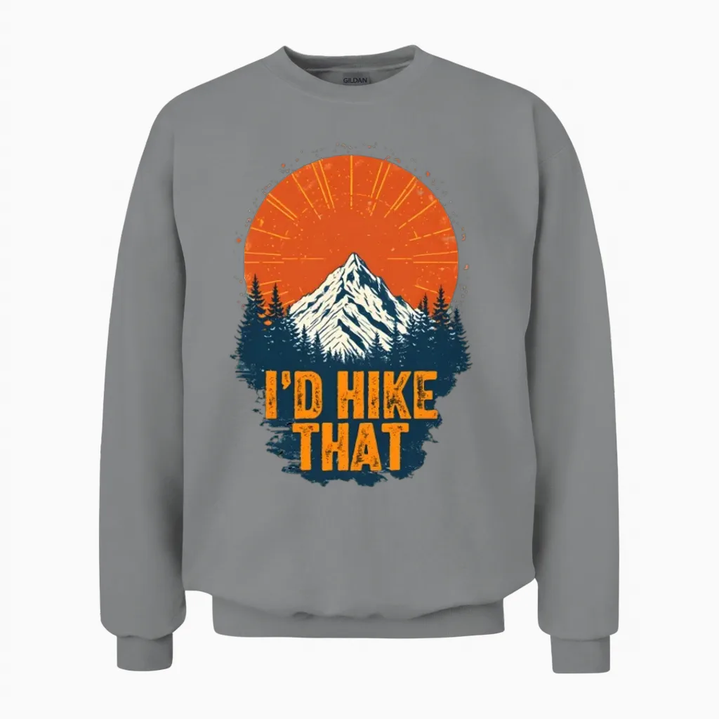 I'd Hike That - Vintage Mountain Hiking Unisex Sweatshirt in Sport Grey