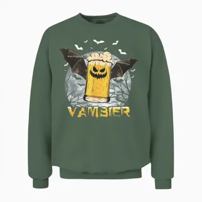 Vambier Funny Saying Happy Halloween Bat T-Shirt, Black Unisex Sweatshirt - Military Green