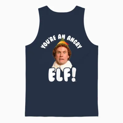 Elf You're an Angry Elf Funny Christmas Movie Unisex Tank Top - Navy
