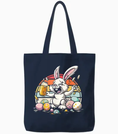 Betrunkener Osterhase Lustiger Bier-Hase Humor Für Erwachsene Tote Bags - Navy