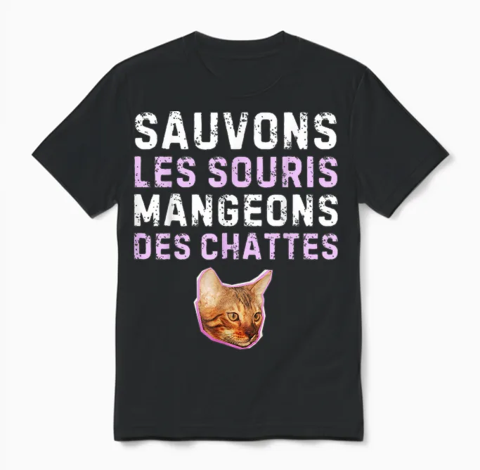 Save the Mice Eat Pussies. Funny Gift Kinky Unisex T-Shirt in Black