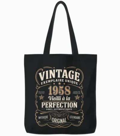 67 Years Man 1958 Birthday T Shirt 67 Years Man 1958 T-Shirt, Black, S Tote Bags - Black