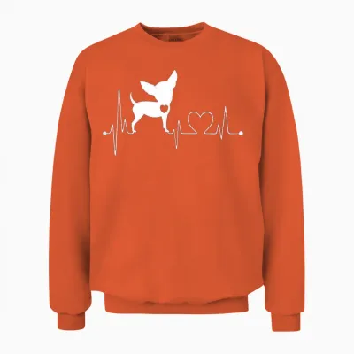 Chihuahua Cute Heartbeat Funny for Men, Women and Children Unisex Sweatshirt - Orange