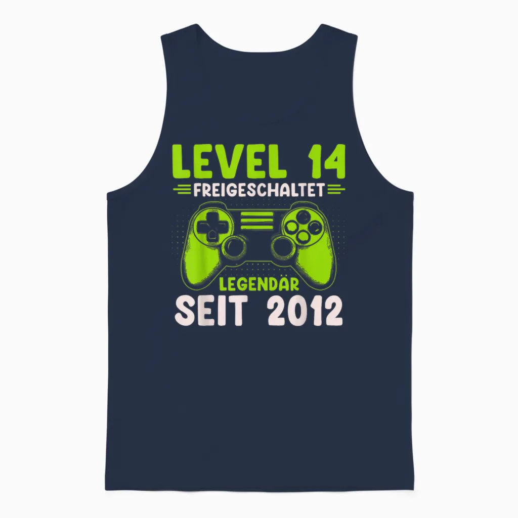 Level 14 Geburtstag Junge Gamer Mann Deko Jahrgang 2012 Unisex Tank Top in Navy