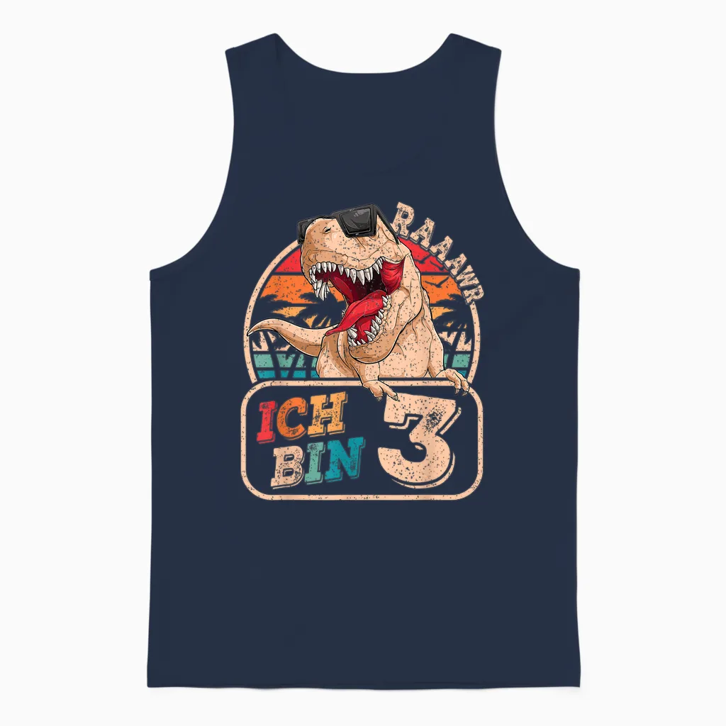 Ich Bin 3 Dinosaurier 3 Jahre Dino 3. Geburtstag Junge Party Unisex Tank Top in Navy