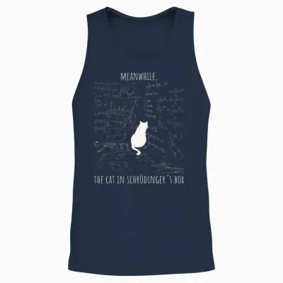Schrödinger's Cat Math Teacher Humor Unisex Tank Top - Navy