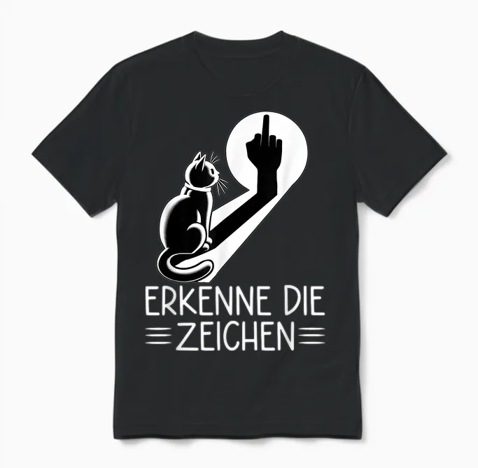 Know the Signs Funny Cat Shadow Waving Cat T-Shirt, Black Unisex T-Shirt in Black