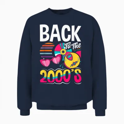 Back to the 2000s Vintage Two Thousand Retro 00s Unisex Sweatshirt - Navy