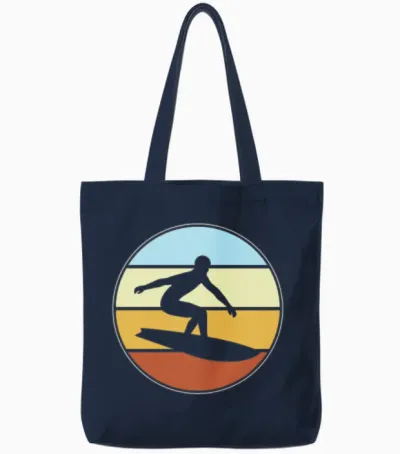 Surfing Retro Tote Bags - Navy