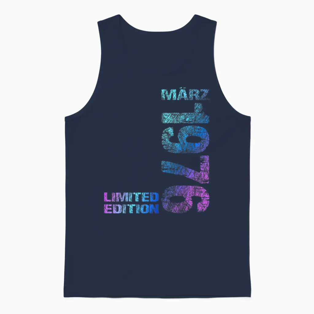 März 1976 Mann Frau 50. Geburtstag Limited Edition Unisex Tank Top in Navy